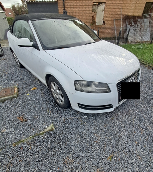Marque : AUDI A3 cabrio

Année : 2011 

Kilométrage : 283 193 kms	

Papier : Certificat de conformité / Certificat d'immatriculation volet voiture uniquement / Certificat de contrôle technique valable jusqu'au 17/06/2026

Nombre de clé : 1 
Problème constaté : Volant bi-masse tremble un peu. 