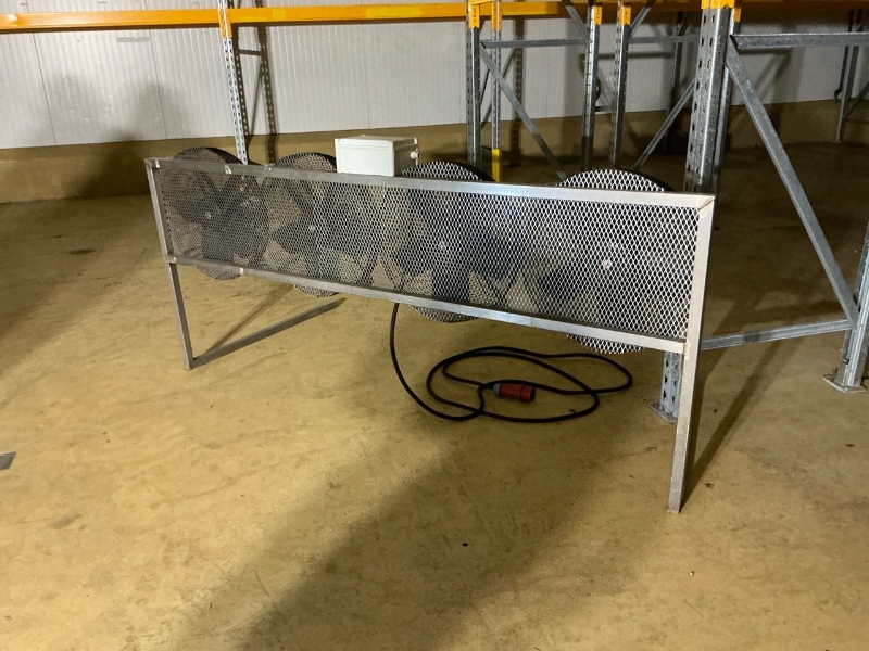 Lot de 4 ventilateurs industriels motorisés, armature inox, triphasé