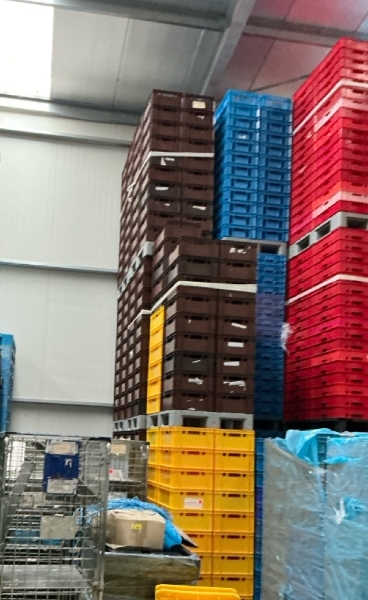 Cageots alimentaires de différentes couleurs et différentes tailles.

Quantité : environ 5870 pièces.