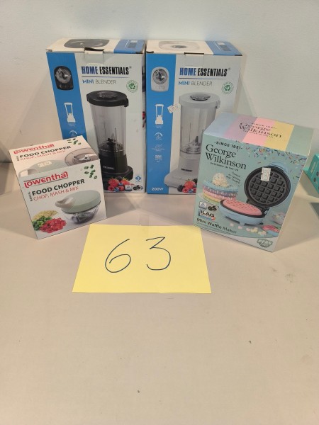 4 kleine huishoudelijke apparaten (2 blenders + wafelijzer + mini-hakmolen) – kavel bij Auctionline, Anderlecht
