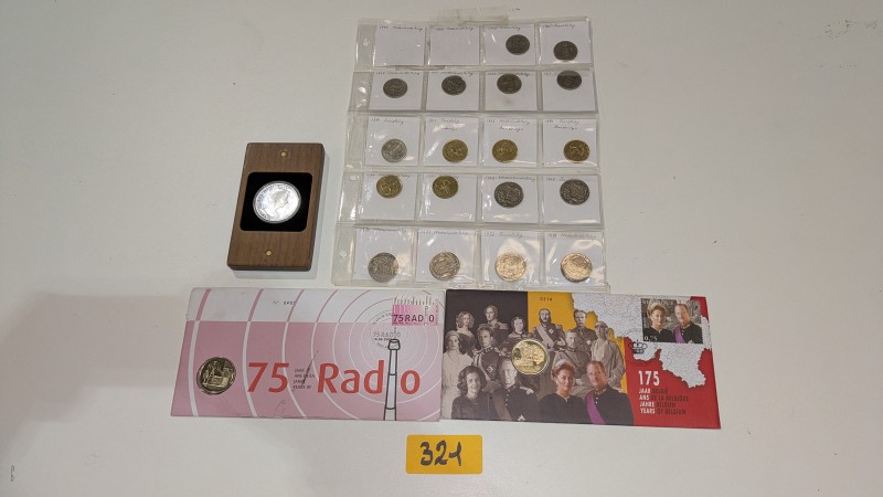 Een set van 18 Belgische frankmunten + 3 Belgische herdenkingsmunten – kavel bij Auctionline, Anderlecht