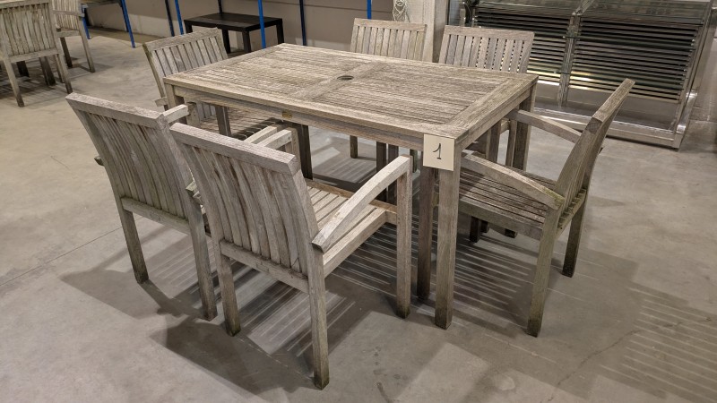 Een teakhouten tafel + 6 stoelen – kavel bij Auctionline, Anderlecht