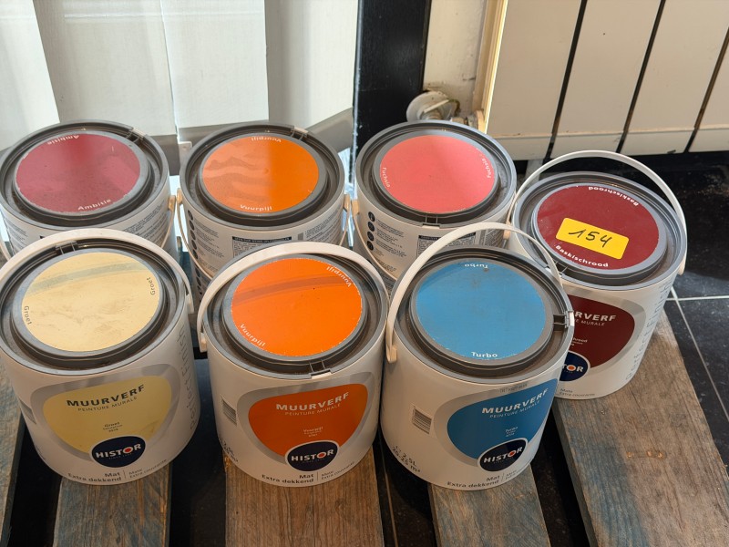 Een set van 7 potten muurverf (2,5 l) HISTOR – kavel bij Auctionline, Anderlecht