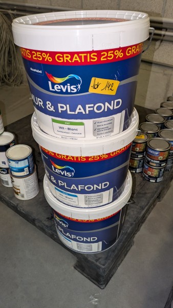 3 potten van 10 l LEVIS-muur- en plafondverf – kavel bij Auctionline, Anderlecht